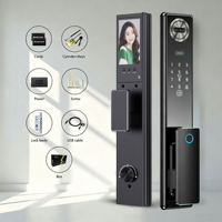 Serrure de porte intelligente entièrement automatique Wi-Fi à reconnaissance de veine palmaire, interphone vidéo, reconnaissance faciale, empreinte digitale, mot de passe, carte-clé, application Tuya, étanche