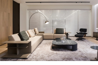 Ensemble de canapés de luxe en cuir de style moderne pour projets hôteliers, avec revêtement en coton écologique en forme de L