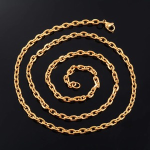Collar de cadena cubana con eslabones en forma de O para hombre y mujer, chapado en oro, de acero inoxidable, accesorios de joyería ovalados para regalo DIY - Product Image 4
