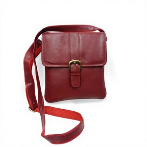 Pochette en cuir personnalisée de marque, véritable, durable, légère, grande capacité, fermeture éclair, longue sangle, imperméable, dernier style, couleur rouge - Product Image 2