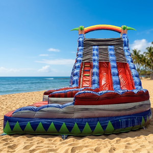 WINSUN Toboggan aquatique gonflable incurvé en PVC personnalisé, motif marbre <span class=keywords><strong>tropical</strong></span> coloré, pour adultes et enfants - Product Image 1