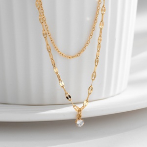 Collares de Moda 2026, Hipoalergénicos, de Acero Inoxidable 316L, Chapados en Oro PVD de 18k, Collar de Doble Capa con Circonitas para Mujer - Product Image 1
