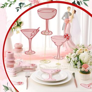 Carte de table en papier rose en forme de verre à cocktail, personnalisable, pour l'attribution des places aux invités de mariage, thème champagne - Product Image 5