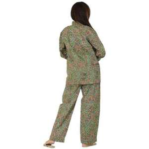 Women Floral Pattern Pajama Set 100% Cotton Long Sleeve Button Shirt and <b>Pants</b> Soft Lightweight Breathable Summer Sleepwear Set - Product Image 5