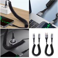 Kabel Teleskopik Anti-Kusut 2m Tipe-C Pengisian Cepat 6A Multi-Protokol 100W untuk Ponsel Android dengan Selubung TPU