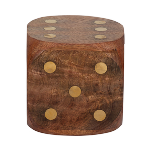 Cubo in Legno Decorativo con Intarsi in Metallo, Figurina Moderna per Bagno, Ufficio, Soggiorno, Decorazione per Mensole - Product Image 1