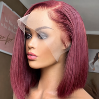 Perruques Lace Front en Cheveux Humains Vierges 13*4 BOB Courtes Lisses, Peuvent Être Permanentes et Teintes