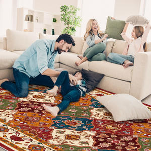 Alfombra Rectangular Bohemia con Diseño Floral, Lavable, de Fibra de Poliéster, para Decoración del Hogar, Sala de Estar o Dormitorio - Product Image 3