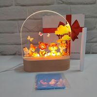Lampe de nuit LED personnalisable en acrylique avec impression UV couleur, base en bois, décoration moderne DIY pour la maison, chambre d'enfant, alimentation USB