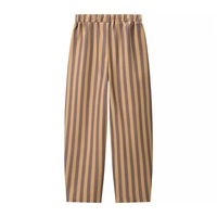 Chemisier rayé à manches bouffantes, ensemble deux pièces avec pantalon rayé à taille élastique, vêtements décontractés pour femmes, vente en gros