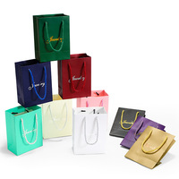 Bolsa de Regalo para Joyería, Bolsa de Presentación, Bolsa de Cartulina Blanca, Papel Plateado con Estampado en Caliente, Asa de Cuerda, Inglés