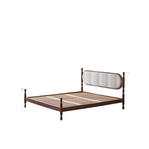 Letto Matrimoniale Vintage in Tessuto, Stile Francese Antico, Girevole su Due Lati, con Struttura in Legno Massello, per Camera da Letto Principessa - Product Image 5