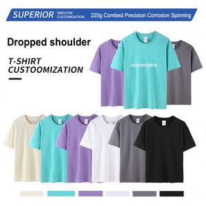 Wholesale 220gsm Woman T-shirt 100% Organic Cotton Custom Promotional Plain <b>Tshirt</b> Oversized T Shirt For Men New Styles - Product Image 5