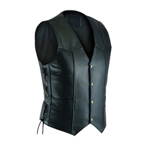 Gilet homme en cuir pour moto, veste coupe-vent, sans manches, pour personnes d'âge moyen et âgées Hiver Personnalisés - Product Image 1
