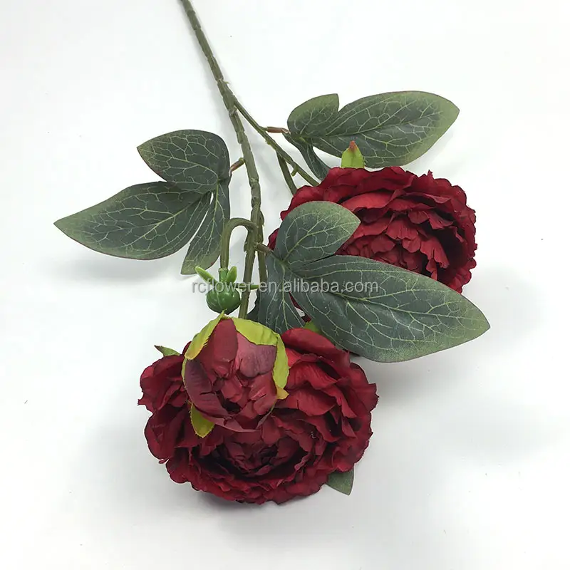 Peonía artificial marfil malva realista rosas de imitación mayorista decoración peonía seda adornos de flores artificiales ramo