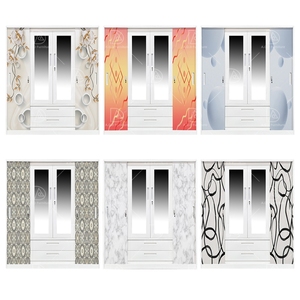 Maison moderne 4 portes en acier Almirah armoire motif imprimé fer <span class=keywords><strong>porte</strong></span> <span class=keywords><strong>coulissante</strong></span> en métal meubles de chambre à coucher pour salon salle de sport blanchisserie - Product Image 6