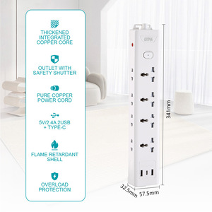 Winning Star Power Strip 10A 2500W 3M Cord With Overload Protection And <b>Usb</b> Ports For Home Office Use - Product Image 3