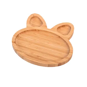 Promotional Eco-Friendly Organic Cat shaped Plate Animals Shape Bamboo Dish for Kids and Babies