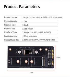 محول <span class=keywords><strong>M</strong></span>.2 SATA sraiser M2 إلى SATA <span class=keywords><strong>M</strong></span>.2 إلى محول SATA <span class=keywords><strong>M</strong></span>.2 محول NGFF ببطاقة SATA3 مفتاح B لـ-mi M2 SSD - Product Image 3
