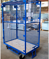 Conteneur à roulettes industriel, panneau en maille, conception pliable, grande capacité, cage de manutention d'entrepôt