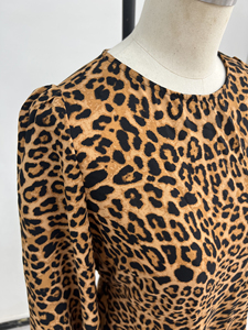 Abito Casual da Donna Personalizzato a Linea A in Cotone con Stampa Animalier Ghepardo e Leopardo in Velluto a Maniche Lunghe Mini <span class=keywords><strong>Vestito</strong></span> - Product Image 4