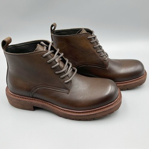 Botas Cortas de Piel Auténtica con Estilo Británico a la Moda para Otoño e Invierno, Botas de Piel para Hombre con Suela Gruesa - Product Image 4