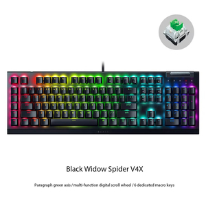 Razer Đen góa phụ Spider V4 x có dây chơi game Bàn phím cơ RGB Backlit eSports chơi game Sáu phím Macro Pro trục màu xanh lá cây - Product Image 6