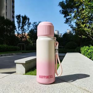Gradient Insulated Water Bottle With Carrying Strap Leak Proof For Outdoor Sports And Travel 500Ml - Product Image 3