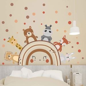 Vinilo Decorativo Autoadhesivo de PVC Ecológico con Diseño de Arcoíris, Estilo Ins, Dibujos Animados, Animales Lindos, para Habitación Infantil o Dormitorio - Product Image 4