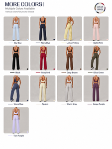 Ensemble de yoga Dingtai U Back à double bretelle pour femme, 2 pièces, avec coussinets amovibles, soutien-gorge de sport à ourlet large et pantalon droit, vêtements de sport - Product Image 6