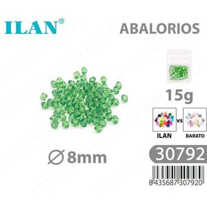Ilan Abalorios Perline Biconiche Sfaccettate Trasparenti 8mm Verde Natalizio 15g - Product Image 1