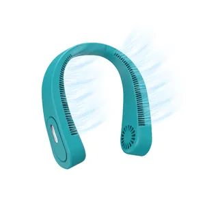 Foldable 5000mAh पहनने योग्य Leafless प्रशंसक हाथों मुक्त चुप चाकू रहित ठंडा पोर्टेबल गर्दन प्रशंसक