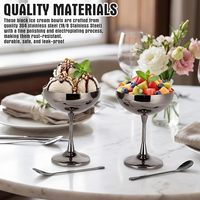 Bol à dessert/sundae en acier inoxydable 304 avec tige et cuillère, réutilisable, personnalisable avec logo, vente en gros pour fêtes, capacité 270 ml
