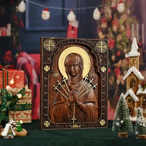 Escultura religiosa de madera moderna Nuestra Señora DE LOS Dolores Virgen María con siete flechas decoración <span class=keywords><strong>del</strong></span> hogar al aire libre arte de pared cristiana - Product Image 6