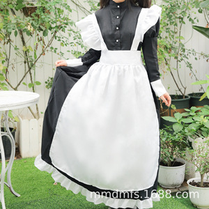 Tenue de demoiselle d'honneur classique noire et blanche, vêtements longs pour femmes, costume de style Lolita pour cosplay, vêtements de scène, printemps 2025 - Product Image 3