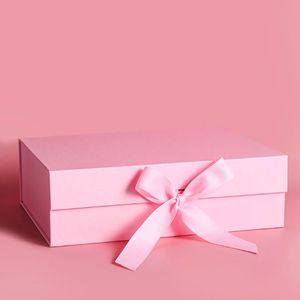 Flat Floding Decoration Box Decorative Gift Boxes Paper Wedding Packing Box with Ribbon