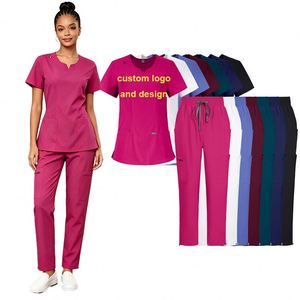 Conjuntos de Uniformes Médicos de Punto Elásticos de Poliéster y Spandex, Blancos y Modernos, de Algodón - Product Image 1