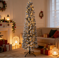 Arbre de Noël Artificiel Moderne de Luxe Premium 2026 de Haute Qualité, Vente en Gros Direct Usine, 7,5 pieds, Lumières LED en PVC, Forme Réaliste