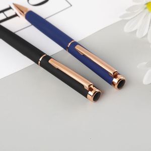 Luxury Rose Gold Trim <b>Ballpoint</b> <b>Pen</b> Set Matte Black Navy Blue Executive <b>Pen</b> Custom Logo Corporate Gift - Product Image 4