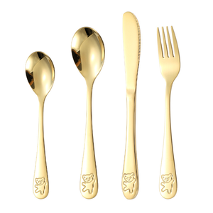 Gran oferta, juego de cubiertos de acero inoxidable con mango de oso 18/8, cubiertos bonitos para niños, cubiertos para regalos de negocios, tenedor ecológico - Product Image 2