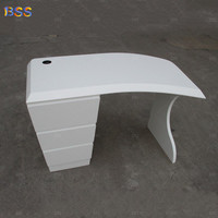 Bureau de patron sur mesure Bureau de PDG en acrylique à surface solide Élégant moderne Incurvé blanc Mobilier de table de bureau à domicile de direction
