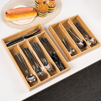 Boîte de rangement personnalisable en bambou pour couteaux, fourchettes et baguettes, organisateur de tiroir de cuisine pour ustensiles de cuisine occidentale