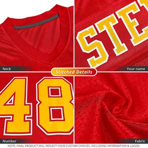 Maillot de football authentique personnalisé rouge, blanc et or, style classique, en maille - Product Image 6