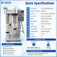 Machine de séchage par pulvérisation pour extrait liquide de café instantané, petite taille, 2L/H
