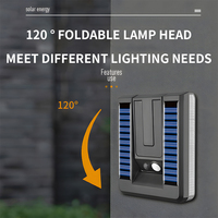 Foco Solar Plegable para Jardín con Sensor de Movimiento PIR, Estaca para Suelo, Paisajismo, Camino Exterior, Patio, Montaje en Pared