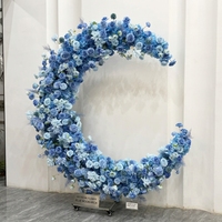 Arche de fleurs artificielles en tissu de soie écologique Blue Moon pour décorations de cérémonie de mariage, anniversaire, baby shower et événements