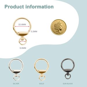 Pcs Round <b>Spring</b> Snap Hooks Swivel Ring Carabiner <b>Clips</b> Eyelet O Rings Buckle For Bags Belts Keychain Purses DIY Accessory Gold - Product Image 2