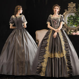 Vestido de Baile Rococó Estilo Victoriano del Siglo XVIII de María Antonieta para Mujer, Hecho a Medida con Encaje Gris, Disfraz para Drop Shipping, Pedido Mínimo 1 Pieza - Product Image 5
