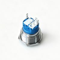 Interrupteur à bouton-poussoir LED annulaire 16mm 19mm, tête plate en métal, momentané ou à enclenchement, pour panneau de commande industrielle