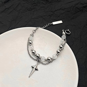 Bracciale con Perline Effetto Ghiaccio, Ciondolo a Stella in Acciaio al Titanio, Gioielli per Coppie, Regalo Kpop - Product Image 6